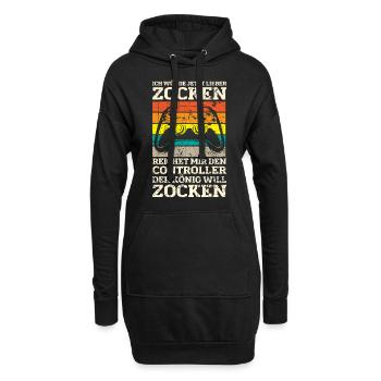 Der König will zocken Gamer Spruch mit Controller - Hoodie-Kleid - Schwarz - Vorne