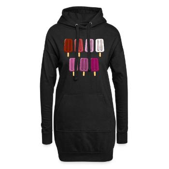 Lesbische Flagge Eis am Stiel 4. Juli Subtiler Stolz - Hoodie-Kleid - Schwarz - Vorne