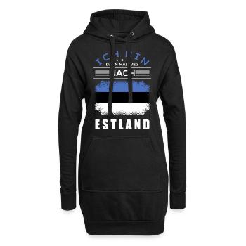 Ich Bin Dann Mal Weg Nach Estland Fahne Urlaub - Hoodie-Kleid - Schwarz - Vorne