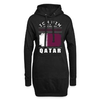 Ich Bin Dann Mal Weg Nach Qatar Fahne Urlaub - Hoodie-Kleid - Schwarz - Vorne