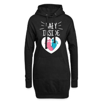 Baby Im Inneren Schwanger Baby Inside Ankündigung - Hoodie-Kleid - Schwarz - Vorne