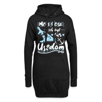 Mein Herz Schlägt Für Usedom Ostsee Usedomer - Hoodie-Kleid - Schwarz - Vorne