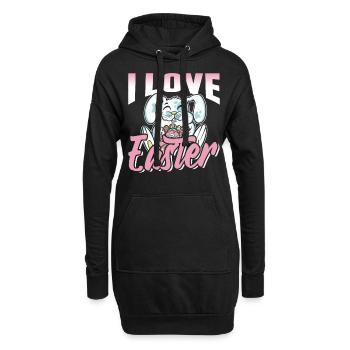 J’adore Easter Easter Easter Easter Egg Lapin de Pâques - Sweat-shirt à capuche long Femme - noir - Devant