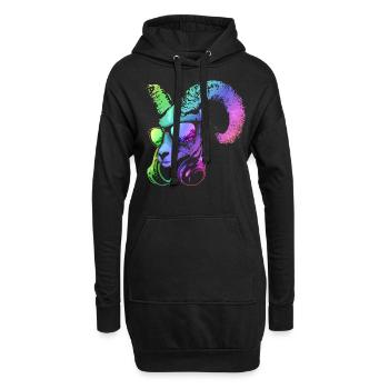 DJ Goat Cool y Funny Music Animal con auriculares - Sweat-shirt à capuche long Femme - noir - Devant