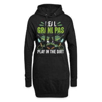 Les vrais grands-pères jouent au jardinage dans la terre - Sweat-shirt à capuche long Femme - noir - Devant
