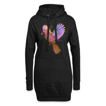 Bunter Fliegender Splash Vogel Rotkardinal - Hoodie-Kleid - Schwarz - Vorne