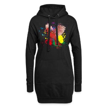 Bunter Fliegender Splash Vogel Rotkardinal - Hoodie-Kleid - Schwarz - Vorne