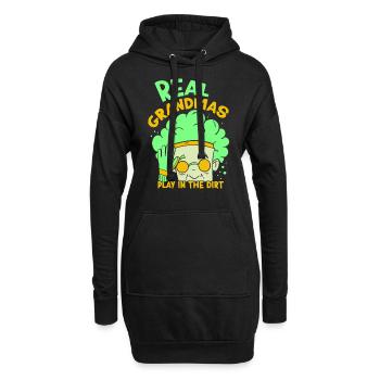 De vraies grands-mères jouent dans la saleté Grand-mère Grand-mère - Sweat-shirt à capuche long Femme - noir - Devant