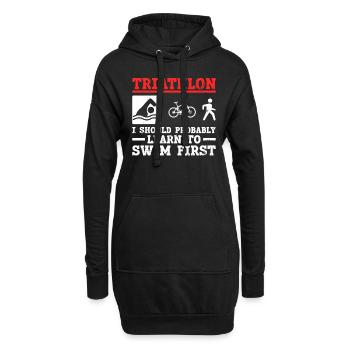 Triathlon Entraînement Natation Triathlète Drôle - Sweat-shirt à capuche long Femme - noir - Devant