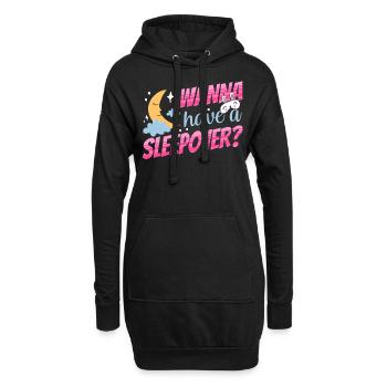 Lust Auf Eine Übernachtung? Übernachten Party Süß - Hoodie-Kleid - Schwarz - Vorne