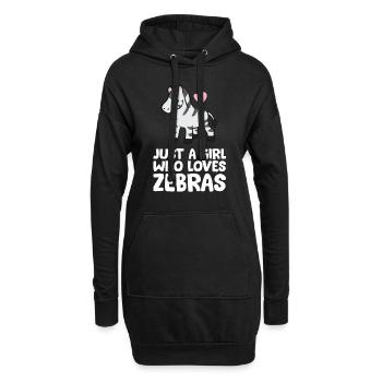 Nur ein Mädchen, das Zebras liebt - Hoodie-Kleid - Schwarz - Vorne