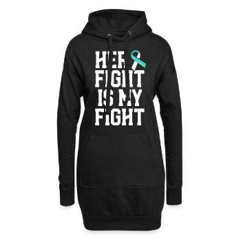 Son combat est mon combat Sensibilisation au cancer du col de l’utérus - Sweat-shirt à capuche long Femme - noir - Devant