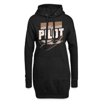 Pilot Kleinflugzeug Privatflugzeug Leichtflugzeug - Hoodie-Kleid - Schwarz - Vorne