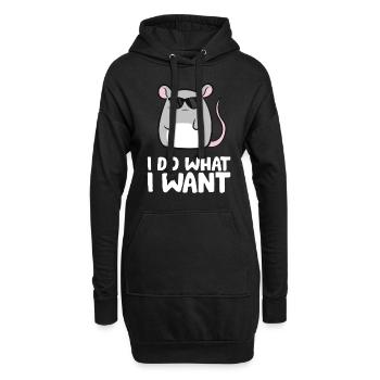 Mäuse Ich mache was ich will Rattenmaus - Hoodie-Kleid - Schwarz - Vorne