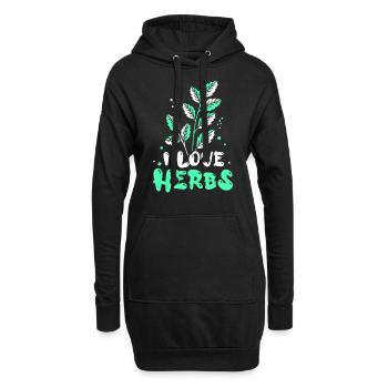 J’adore les herbes herbes herbes aromatiques jardin d’herbes aromatiques - Sweat-shirt à capuche long Femme - noir - Devant