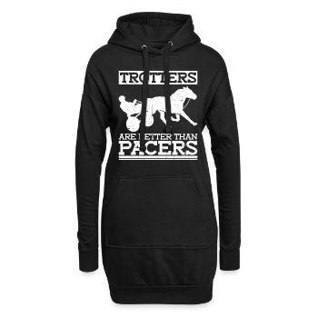 Les trotteurs sont meilleurs que les pacers - courses de chevaux - Sweat-shirt à capuche long Femme - noir - Devant