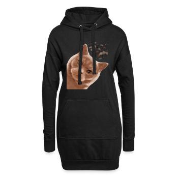 Drôle de crème curieuse British Shorthair Cat - Sweat-shirt à capuche long Femme - noir - Devant