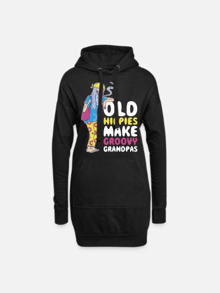 Hippie Grandpa Hippie Cadeau - Sweat-shirt à capuche long Femme - noir