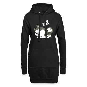 Lazy Husky Dog Sleeping Siberian Husky - Sweat-shirt à capuche long Femme - noir - Devant