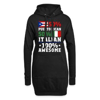 Puerto Rican Italian 100% Awesome Puerto Rico - Hoodie-Kleid - Schwarz - Vorne