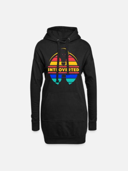 Introverted Introverted Sarcasm Shy - Hoodie Dress - black