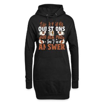La vie est pleine de questions. Les cochons d’Inde sont les - Sweat-shirt à capuche long Femme - noir - Devant