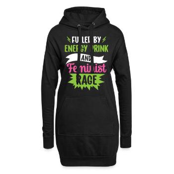 Angeheizt Durch Energydrinks Und Feministische Wut - Hoodie-Kleid - Schwarz - Vorne