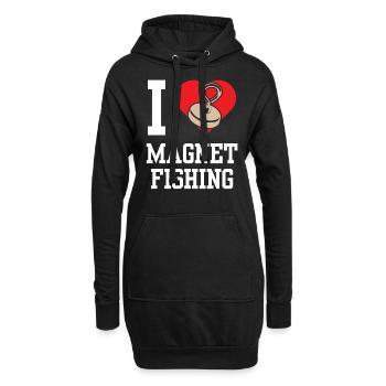 Ich Liebe Magnet Fishing Magnetfischen - Hoodie-Kleid - Schwarz - Vorne