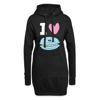 Macaron-Liebhaber Ich liebe Macarons Frankreich - Hoodie-Kleid - Schwarz - Vorne