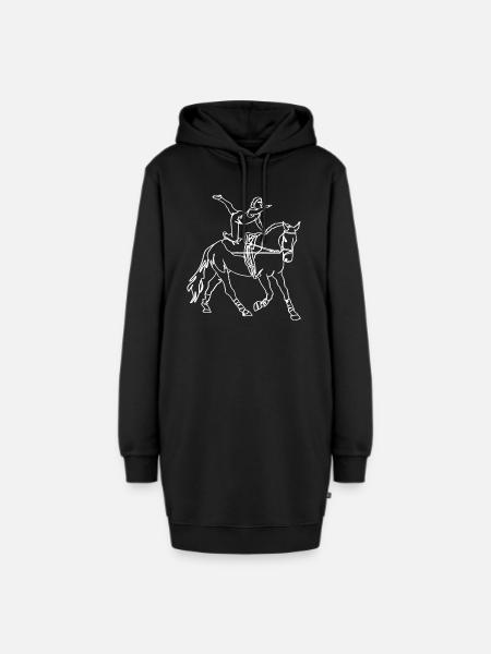 voltige cavalier sauteur - Sweat-shirt à capuche long Femme - noir