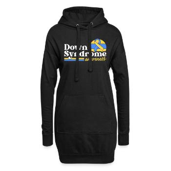 Down-Syndrom Bewusstsein Retro Sonnenuntergang Gelb Blau - Hoodie-Kleid - Schwarz - Vorne