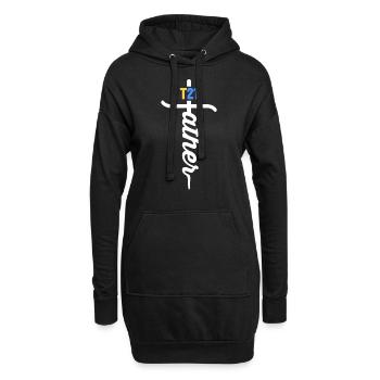 T21 Père Christian Cross Fier Papa En Bas - Sweat-shirt à capuche long Femme - noir - Devant