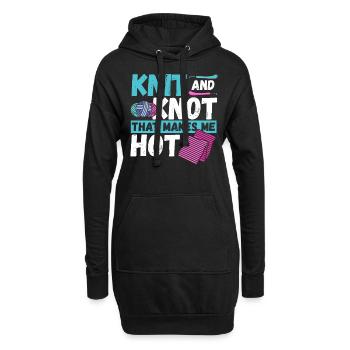 Tricot et nœud qui me fait Hot Knitting Crochet - Sweat-shirt à capuche long Femme - noir - Devant