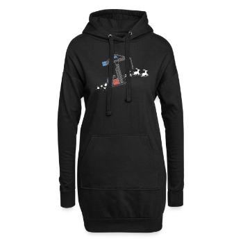 Kran Weihnachtsmann Weihnachtsschlitten - Funny - Hoodie-Kleid - Schwarz - Vorne