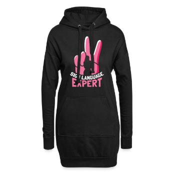 Gebärdensprache Experte Gestik Awareness Gebärden - Hoodie-Kleid - Schwarz - Vorne