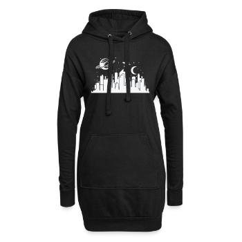 Skyline mit Planeten und Rakete Stadt - Hoodie-Kleid - Schwarz - Vorne