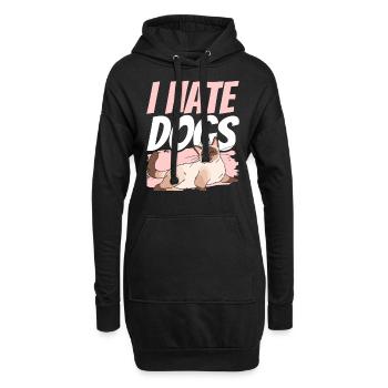 Ich Hasse Hunde Liebhaber Katzen Katze Haustier - Hoodie-Kleid - Schwarz - Vorne