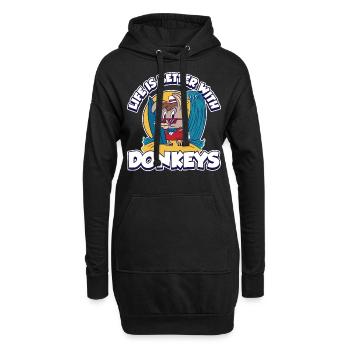 Life Is Better With Donkeys Esel Geschenk - Hoodie-Kleid - Schwarz - Vorne