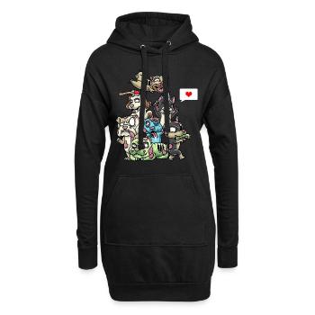 Lustige Zombie Hunde Gespenstisch Halloween - Hoodie-Kleid - Schwarz - Vorne