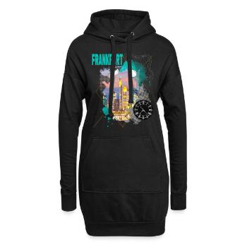 Francfort, Allemagne, ville, Skyline, Vintage Rétro - Sweat-shirt à capuche long Femme - noir - Devant