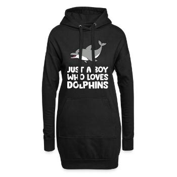 Juste un garçon qui aime les dauphins Grand dauphin - Sweat-shirt à capuche long Femme - noir - Devant