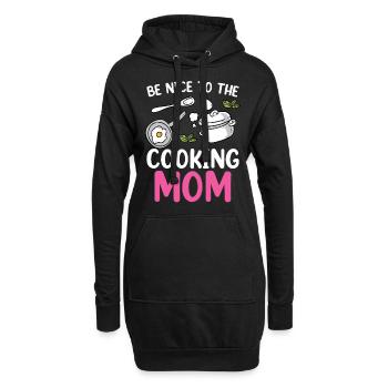 Soyez gentil avec la maman cuisinière cuisinière cuisine maman - Sweat-shirt à capuche long Femme - noir - Devant