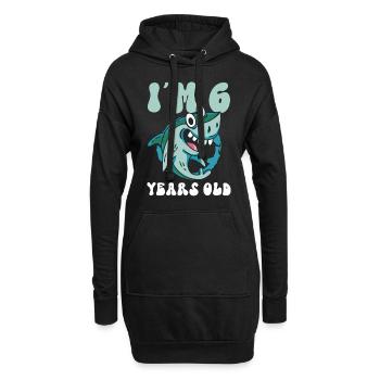 Ce petit chasseur de mégalodon a 6 ans - - Sweat-shirt à capuche long Femme - noir - Devant