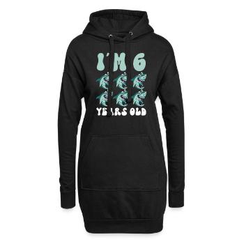 Ce petit chasseur de mégalodon a 6 ans - - Sweat-shirt à capuche long Femme - noir - Devant