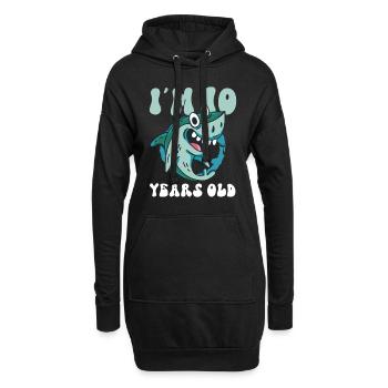 Ce petit chasseur de mégalodon a 10 ans - - Sweat-shirt à capuche long Femme - noir - Devant