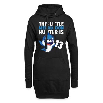 Ce petit chasseur de mégalodon a 13 ans - - Sweat-shirt à capuche long Femme - noir - Devant