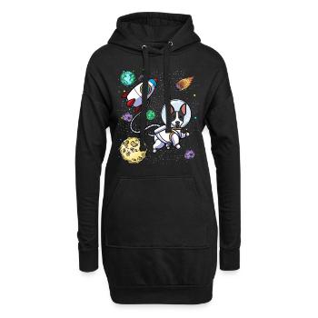 Rat Terrier Hund Im Weltraum Planeten Astronaut - Hoodie-Kleid - Schwarz - Vorne
