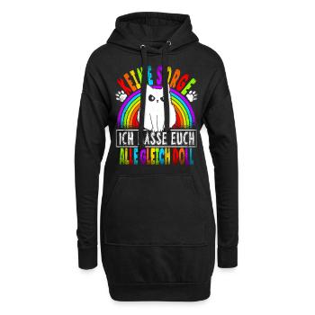 Katze Katzenliebhaber Sarkasmus Ich Hasse Euch - Hoodie-Kleid - Schwarz - Vorne