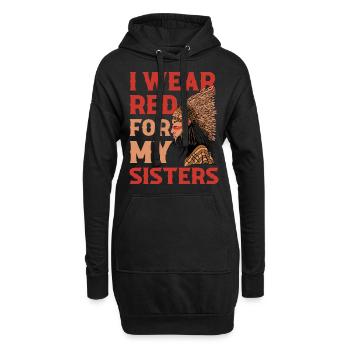 Cadeau rouge pour mes sœurs amérindiennes - Sweat-shirt à capuche long Femme - noir - Devant