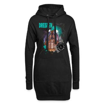 Dresden Germany City Skyline Vintage Retro - Hoodie Dress - black - Front